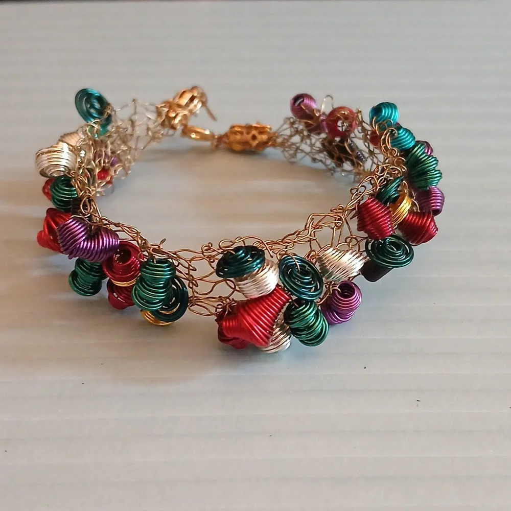 Women's Artisan Colorful Wire Wrapped Statement Bracelet